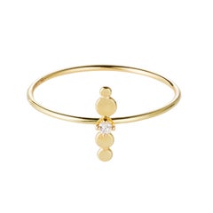 Sweet Pea 18k Yellow Gold Vertical Bar Ring set with White Diamond