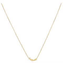 Sweet Pea Bits and Bobs 18k Yellow Gold and Diamond Curved Bar Necklace