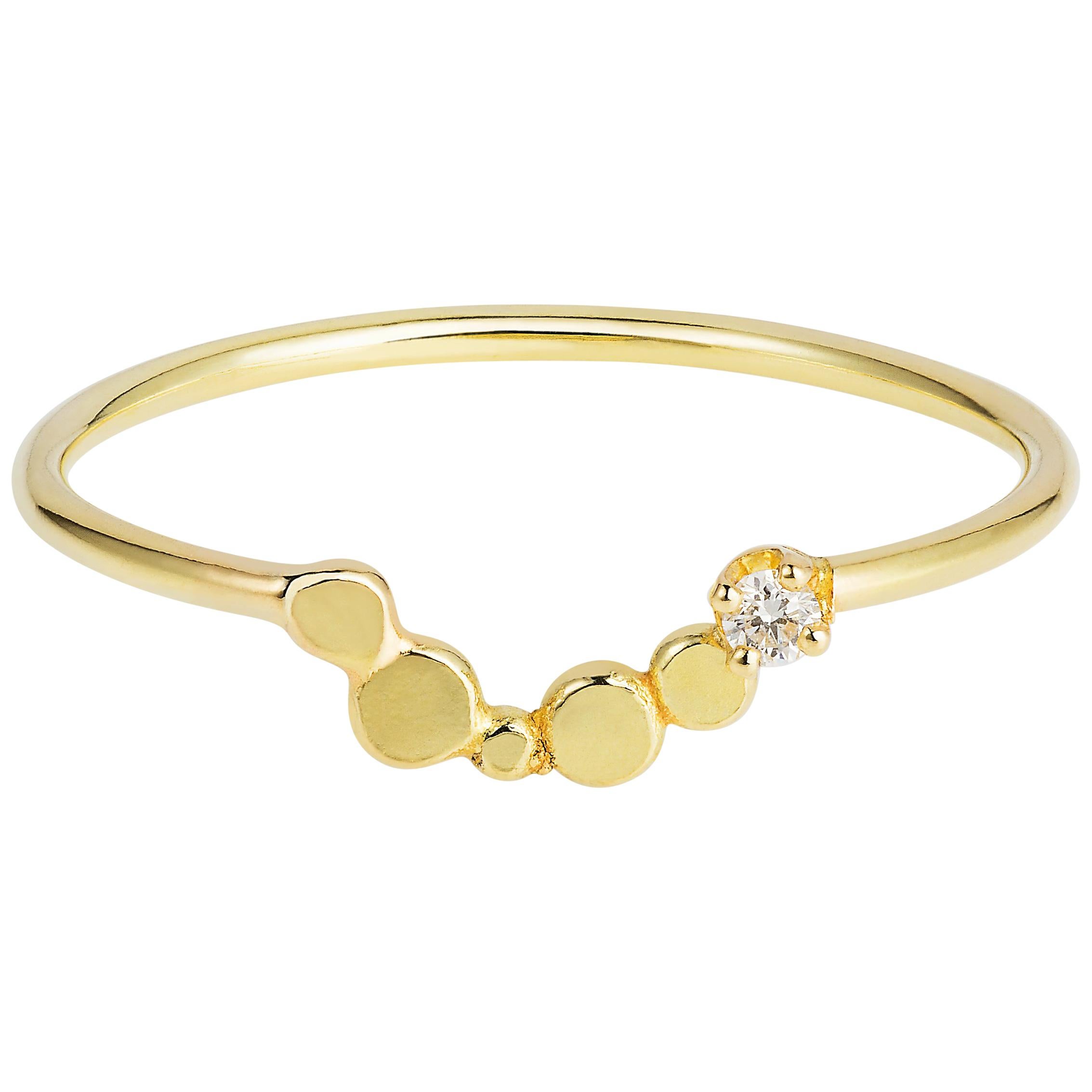 Sweet Pea Bits and Bobs 18k Yellow Gold and Diamond Horseshoe Ring For Sale