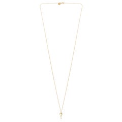 Sweet Pea Diamond and 18 Karat Yellow Gold Question Mark Charm Pendant Necklace