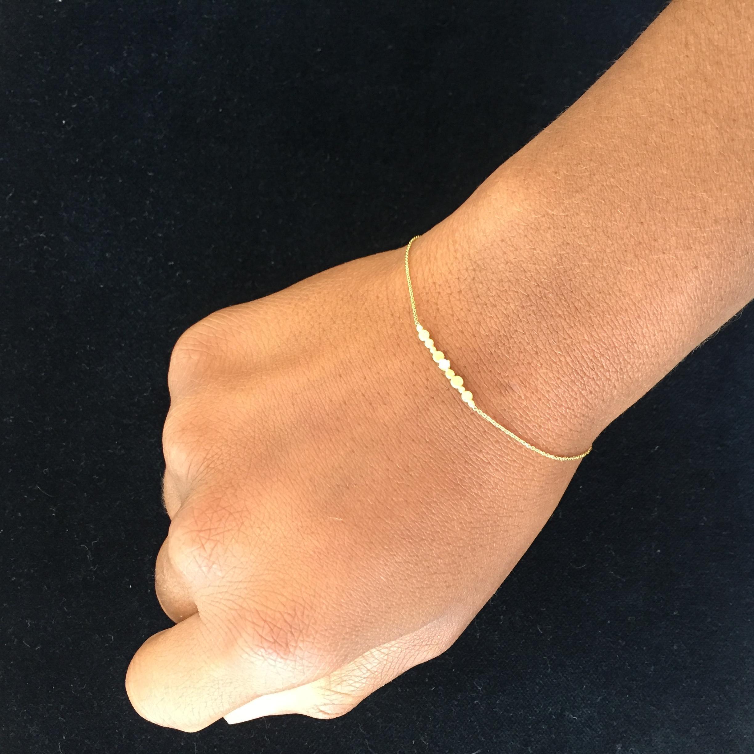 Sweet Pea Diamond and 18 Karat Yellow Gold Bar Bracelet In New Condition For Sale In London, GB