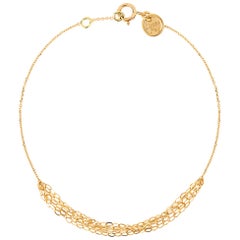 Sweet Pea Gold Tassel 18 Karat Yellow Gold Bracelet with Layered Chains