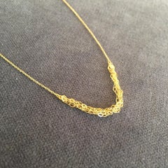 Sweet Pea Gold Tassel 18 Karat Yellow Gold Necklace with Layered Chains