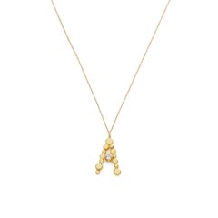 Sweet Pea Initial Letter Diamond and 18k Yellow Gold Letter 'A' Charm Necklace