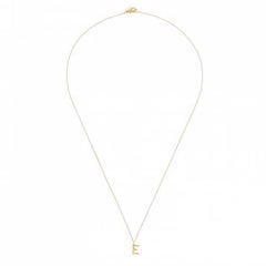 Sweet Pea Initial Letter Diamond and 18k Yellow Gold Letter 'E' Charm Necklace