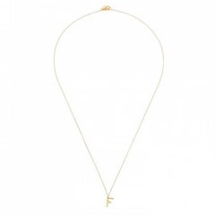 Sweet Pea Initial Letter Diamond and 18k Yellow Gold Letter 'F' Charm Necklace