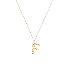 Sweet Pea Initial Letter Diamond and 18k Yellow Gold Letter 'F' Charm Necklace