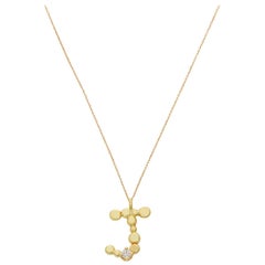 Sweet Pea Initial Letter Diamond and 18k Yellow Gold Letter 'J' Charm Necklace
