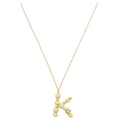 Sweet Pea Diamond and 18 Karat Yellow Gold Initial Letter 'K' Charm Necklace