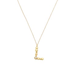 Sweet Pea Initial Letter Diamond and 18k Yellow Gold Letter 'L' Charm Necklace