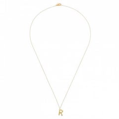 Sweet Pea Initial Letter Diamond and 18 Karat Gold Letter 'R' Charm Necklace