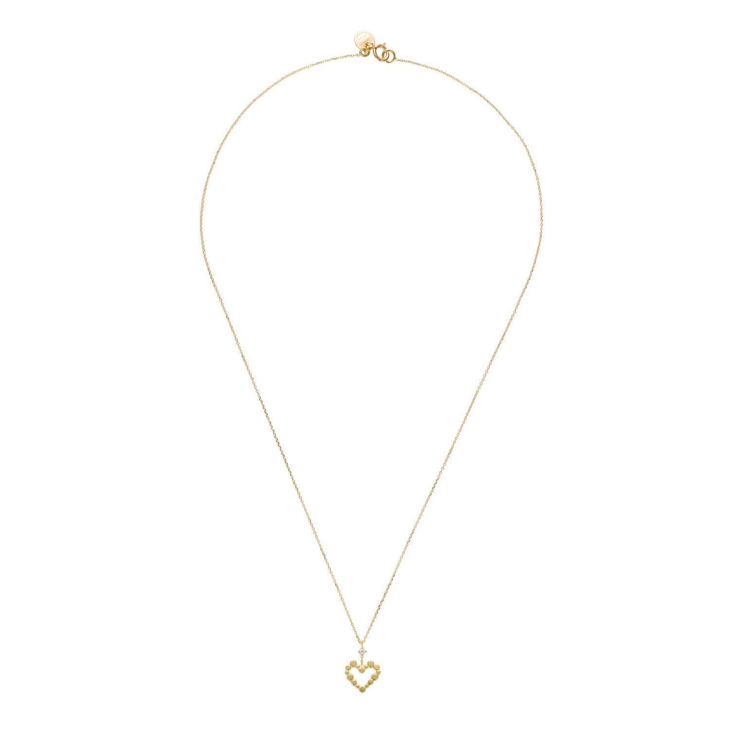 These beautiful charm necklaces are from Sweet Pea's new 'Love Letters' collection, with each motif made from 18k yellow gold with a claw set 0.02 carat diamond and threaded onto a fine chain. The handmade pendant is approximately 15mm tall and