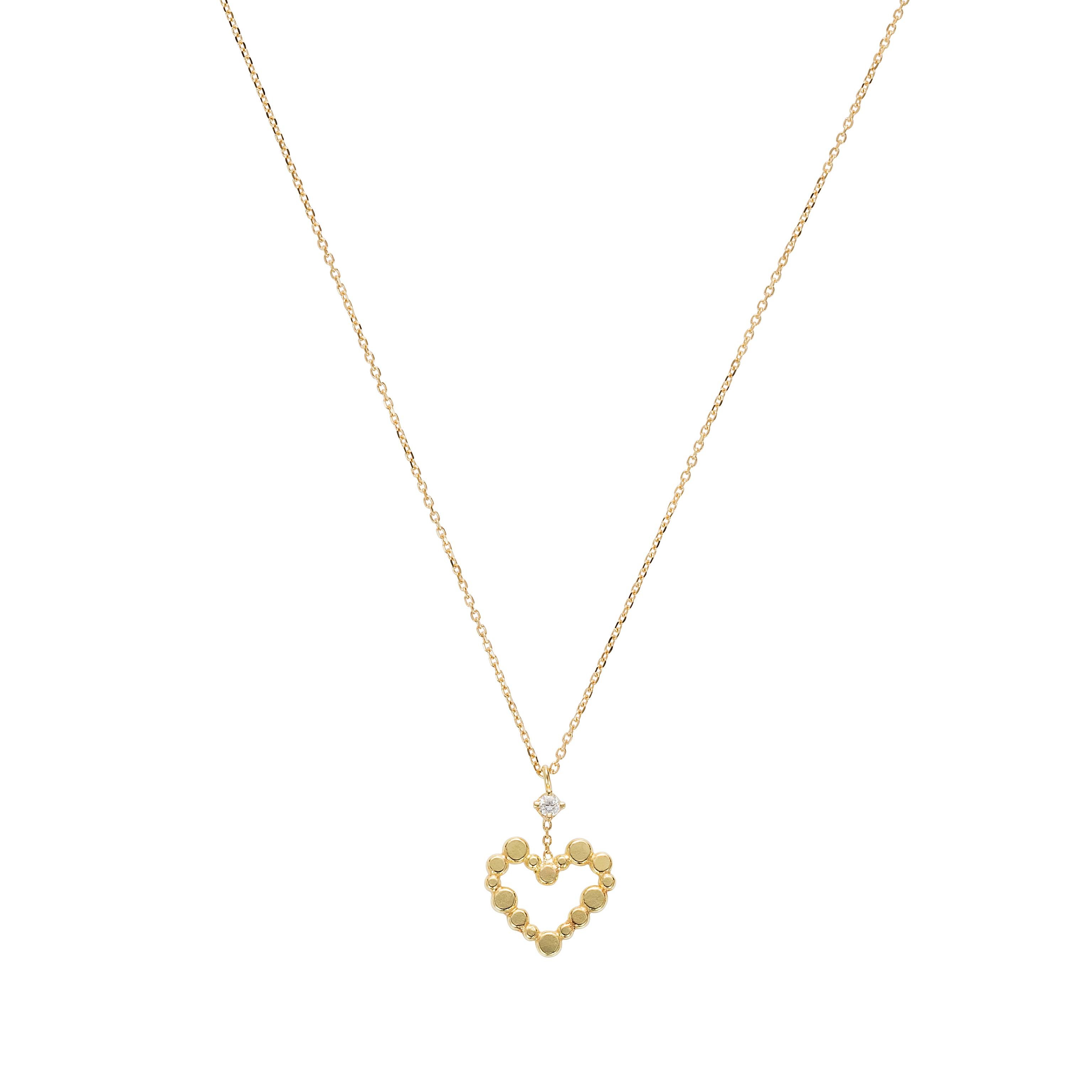 Sweet Pea 'Love Letters' Diamond & 18k Yellow Gold Heart Charm Pendant Necklace For Sale
