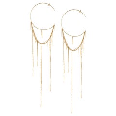 Sycamore 18 Karat Yellow Gold Extra Long Hoop Earrings With Long Chains