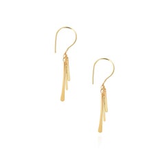 Sweet Pea Sycamore 18k Yellow Gold Hook Drop Earrings with Three Hanging Bars