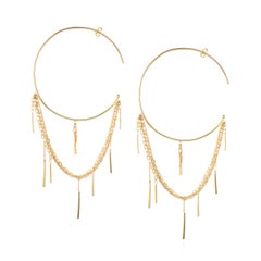 Sweet Pea Sycamore 18k Yellow Gold Large Hoop Earrings With Layered Chains