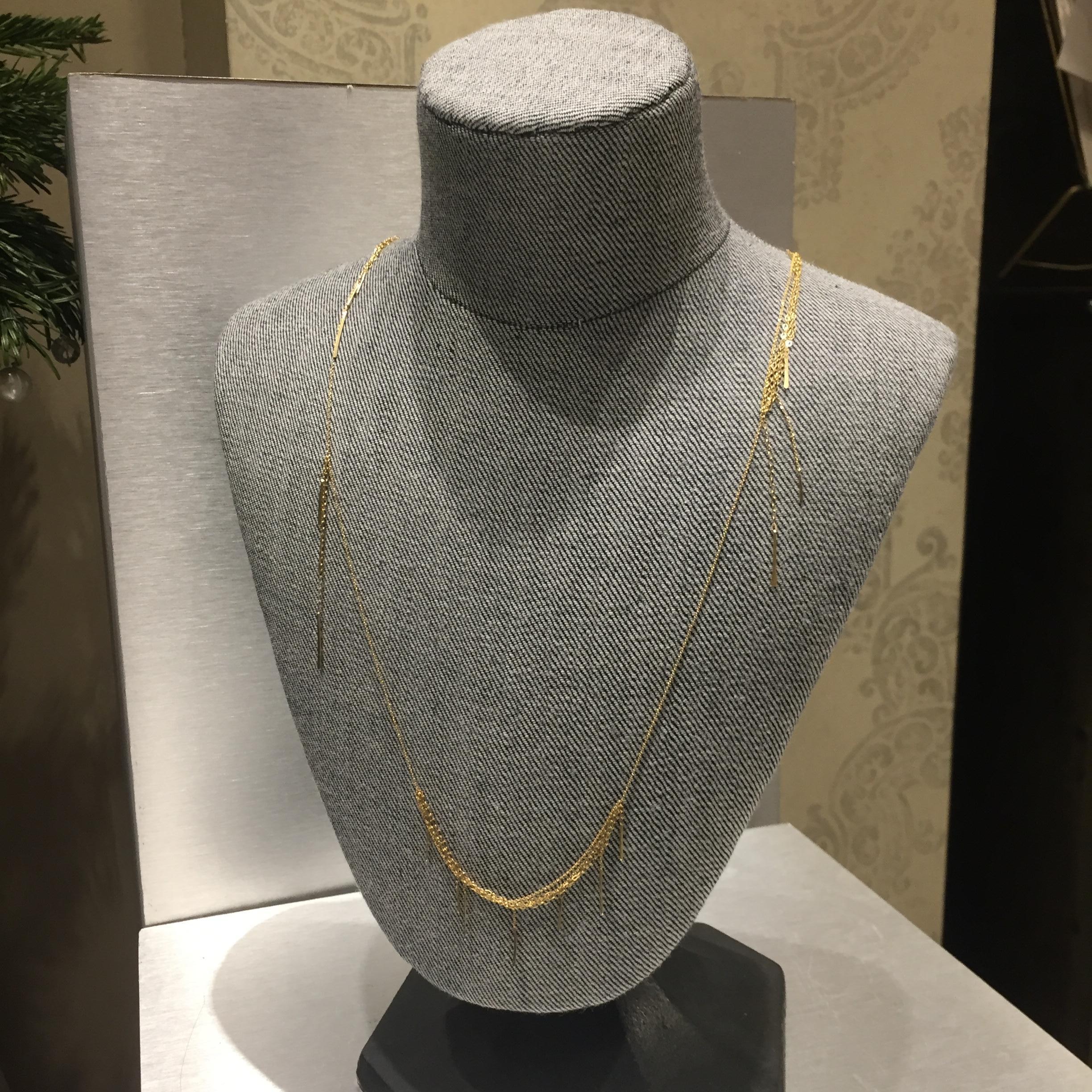 Sweet Pea Sycamore 18k Yellow Gold Long Necklace with Layered Chains and Bars In New Condition For Sale In London, GB