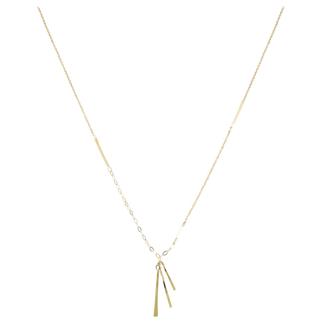 Sweet Pea Sycamore 18k Yellow Gold Necklace With Hanging Bar Details For Sale