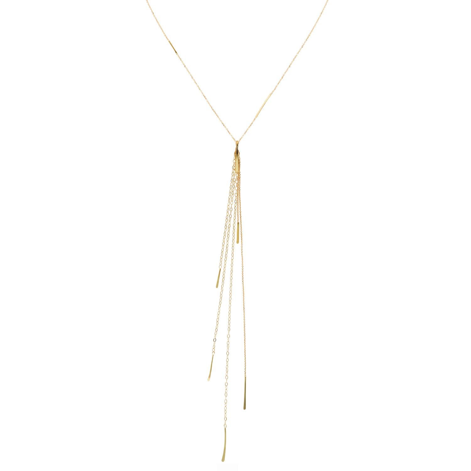Sweet Pea Sycamore 18k Yellow Gold Necklace With Long Layered Chain Drop For Sale