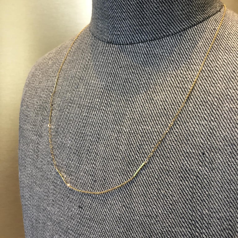 Contemporary Sweet Pea Sycamore 18 Karat Yellow Gold Single Strand Chain Necklace with Bars For Sale