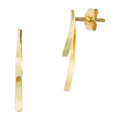 Sweet Pea Sycamore 18 Karat Yellow Gold Stud Earrings with Curved Double Bars