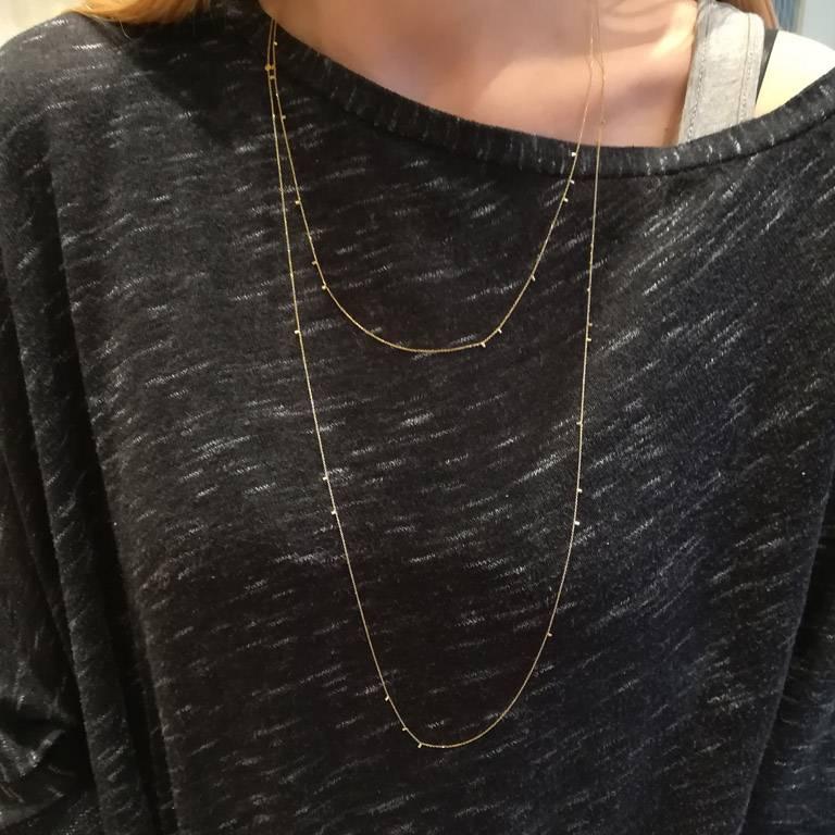 Sweet Pea 18k Yellow Gold Fine Long Chain Necklace In New Condition For Sale In London, GB