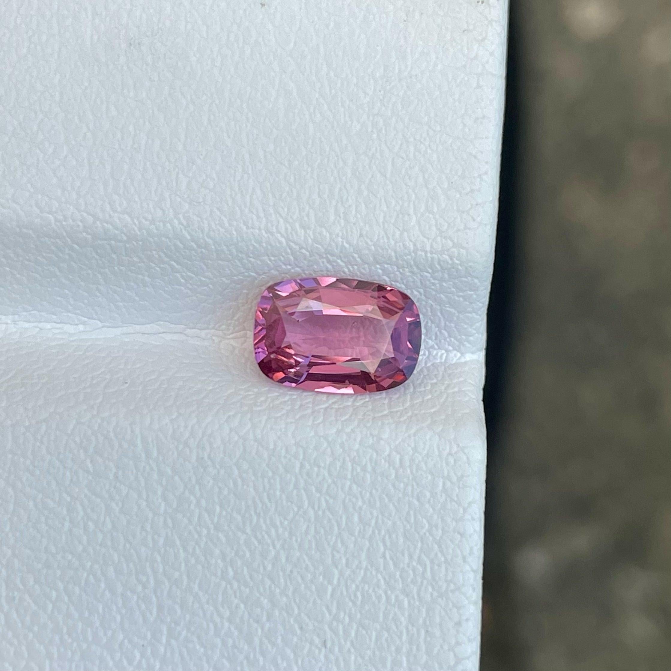 Sweet Pink Spinel From Burma of 1.50 carats from Burma has a wonderful cut in a Cushion shape, incredible Pink color. Great brilliance. This gem is VSS Clarity.

Product Information:
GEMSTONE TYPE:	Sweet Pink Spinel From Burma
WEIGHT:	1.50