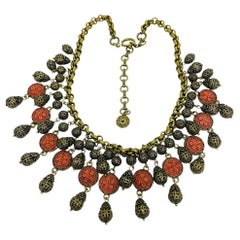 SWEET ROMANCE – Halskette mit Blumenanhängern aus geformtem Glas und Kette in Vintage-Bronze-Gold-Optik