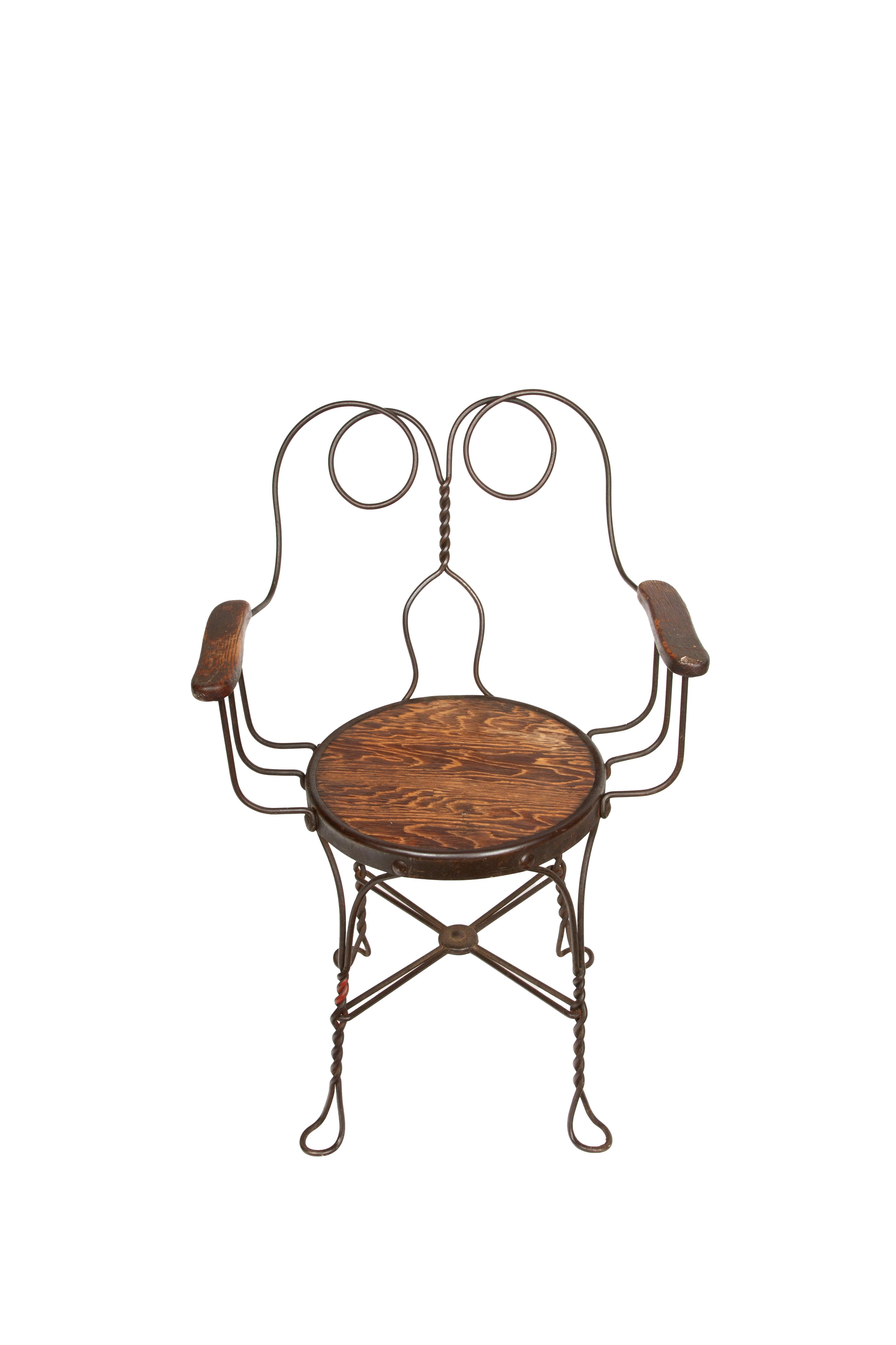 Sweet Seat Treats: Antique Parlor Perches (Pair of Ice Cream Parlor Chairs) In Good Condition In New York, NY