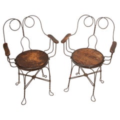 Sweet Seat Treats: Antique Parlor Perches (Pair of Ice Cream Parlor Chairs)