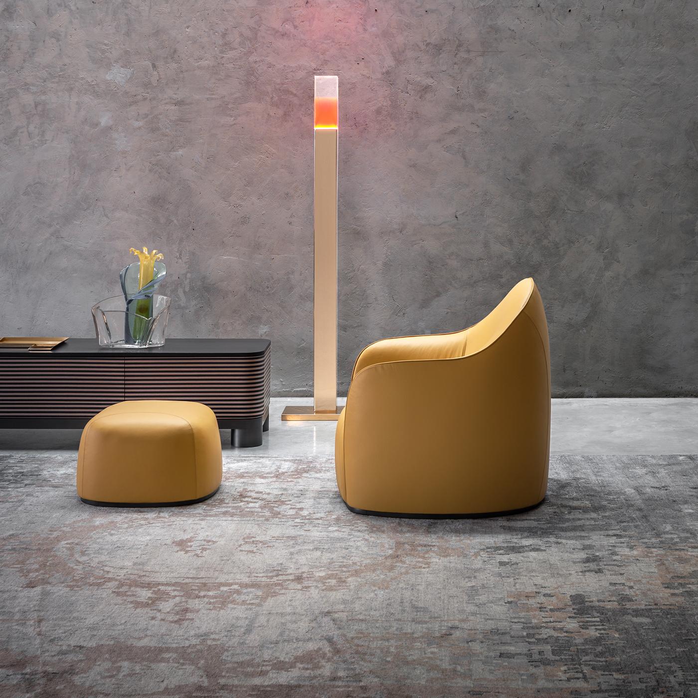 Modern Sweet Set of Mustard Armchair and Pouf by Elisa Giovannoni For Sale