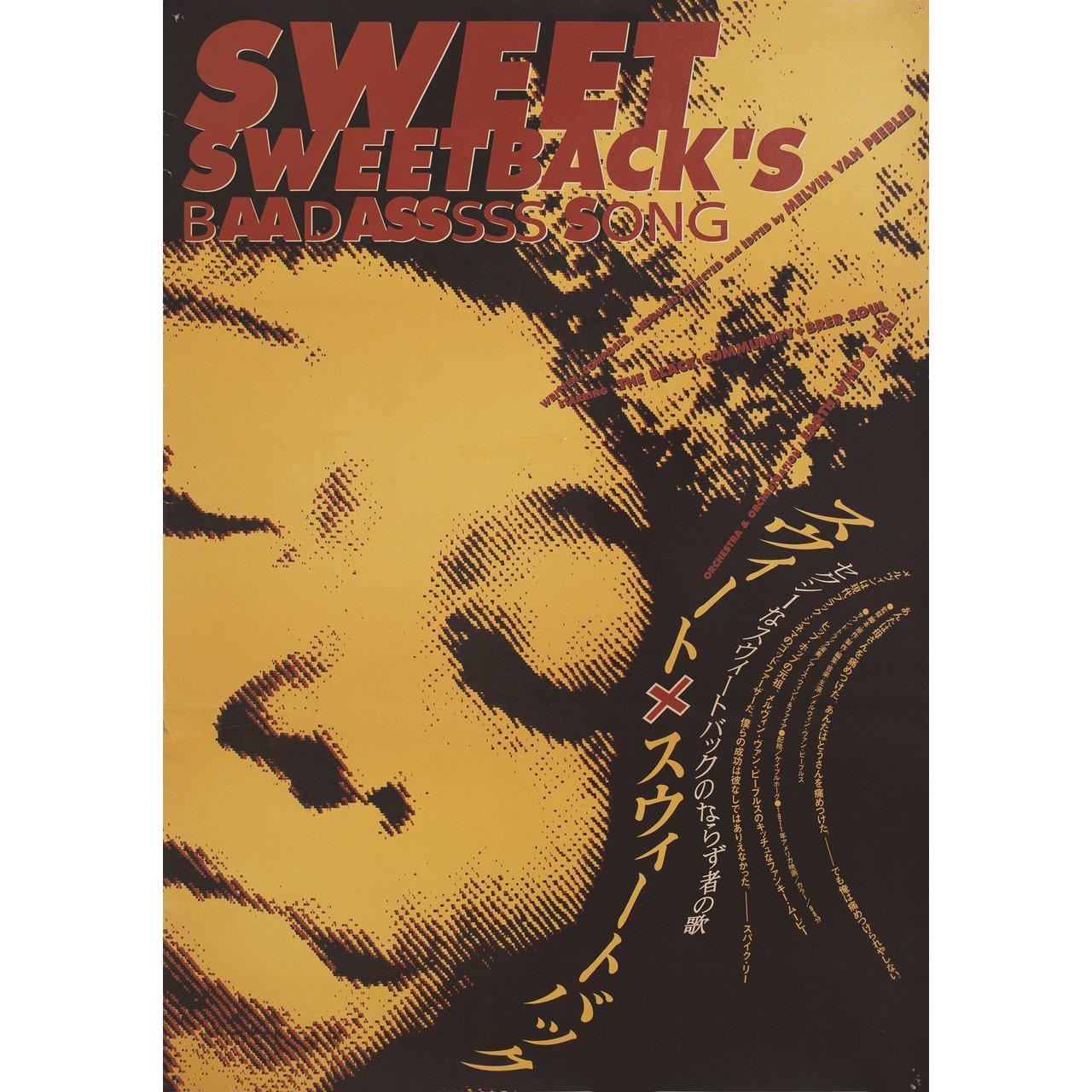 Original 1993 Japanese B2 poster for the first Japanese theatrical release of the 1971 film Sweet Sweetback's Baadasssss Song directed by Melvin Van Peebles with Simon Chuckster / Melvin Van Peebles / Hubert Scales / John Dullaghan. Very Good-Fine