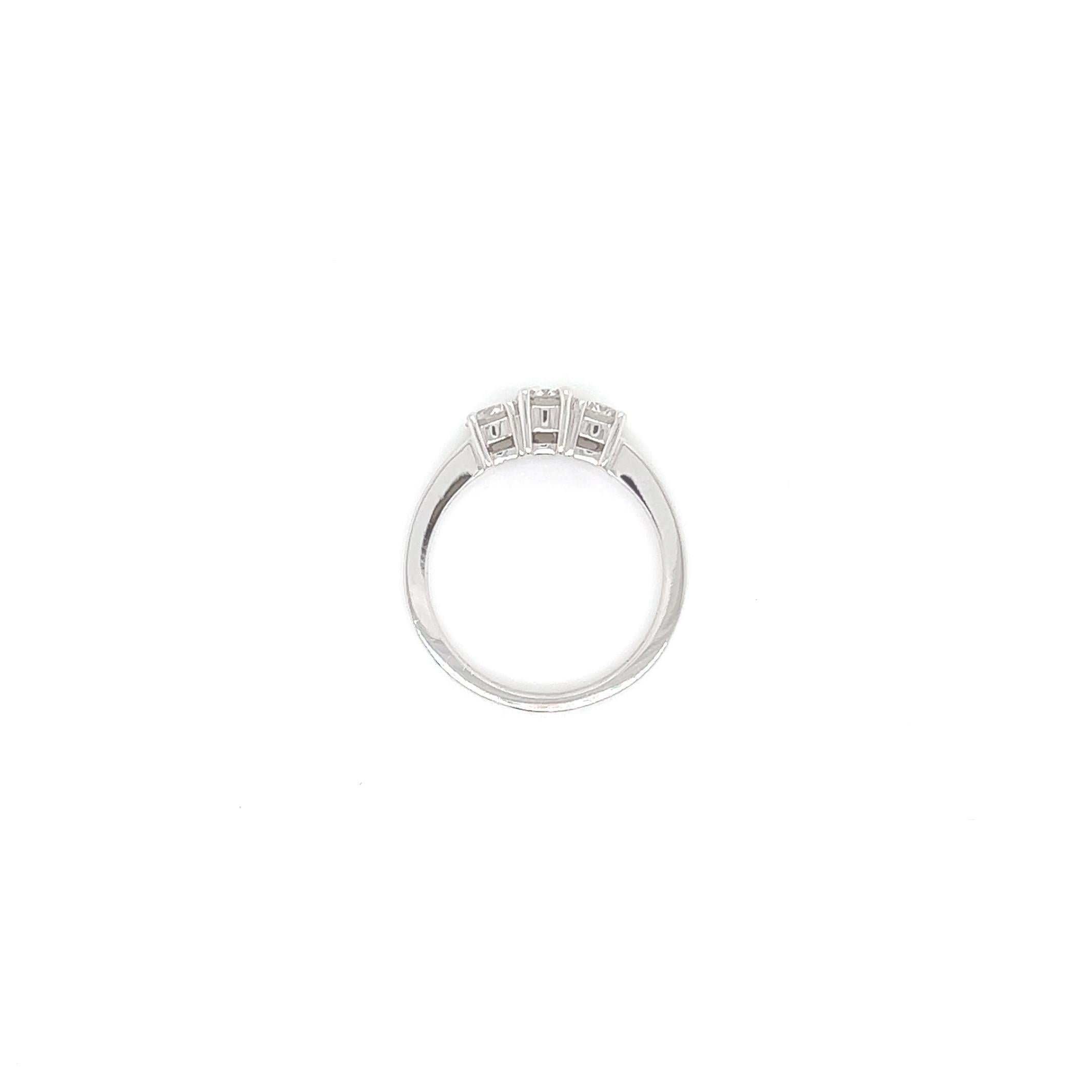 Round Cut 0.92 Carat Sweet Three Stone Diamond Ring  For Sale