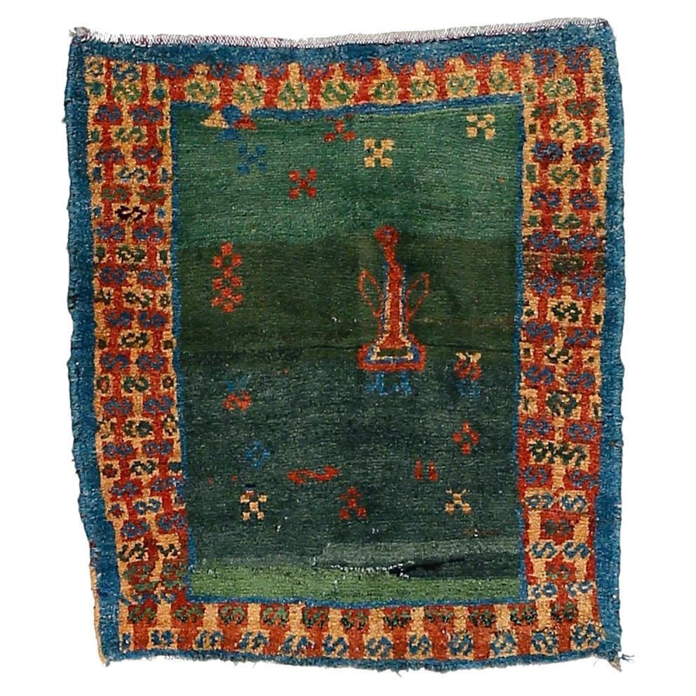 Petit tapis tribal vintage vert émeraude en vente