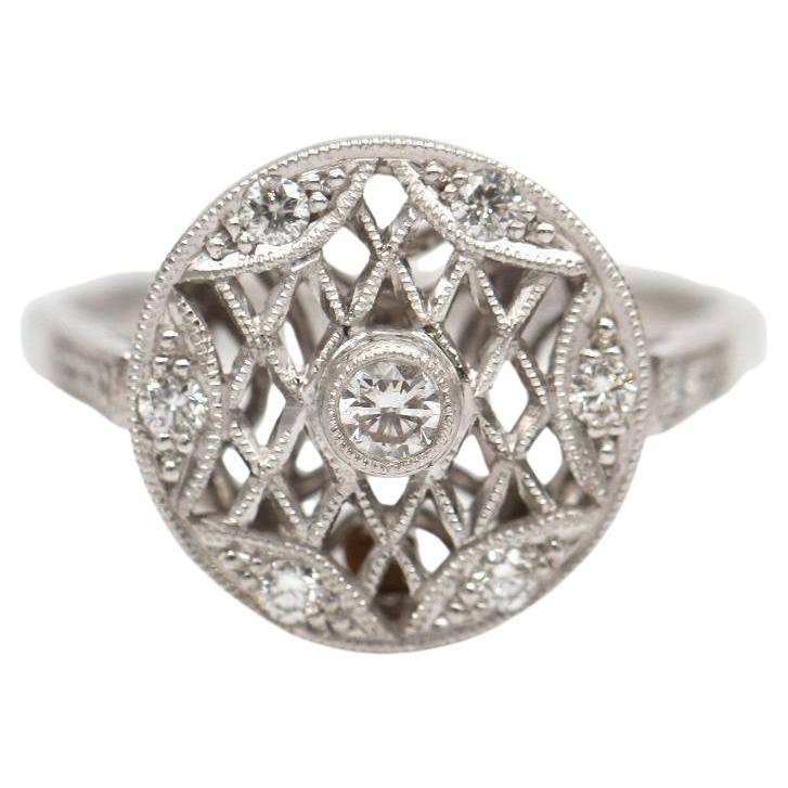 SWEET VINTAGE-Anillo de mujer de oro blanco de 18k con diamantes de 0,27 ct
