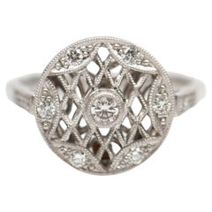 SWEET VINTAGE-Anillo de mujer de oro blanco de 18k con diamantes de 0,27 ct