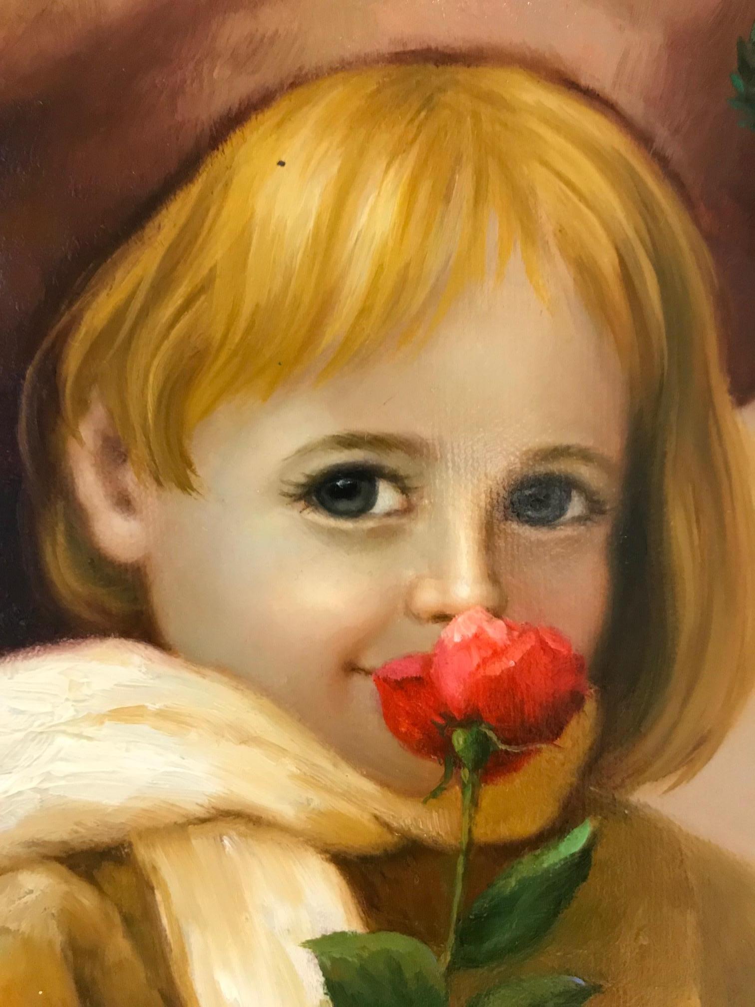 Sweet Virginia, Child with Beret Oil on Canvas Painting 2