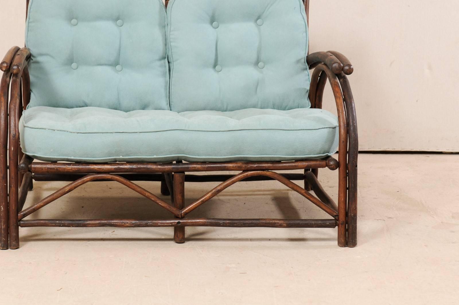 20th Century Sweet Wood Loveseat with Plush Cushion by Furniture Makers 