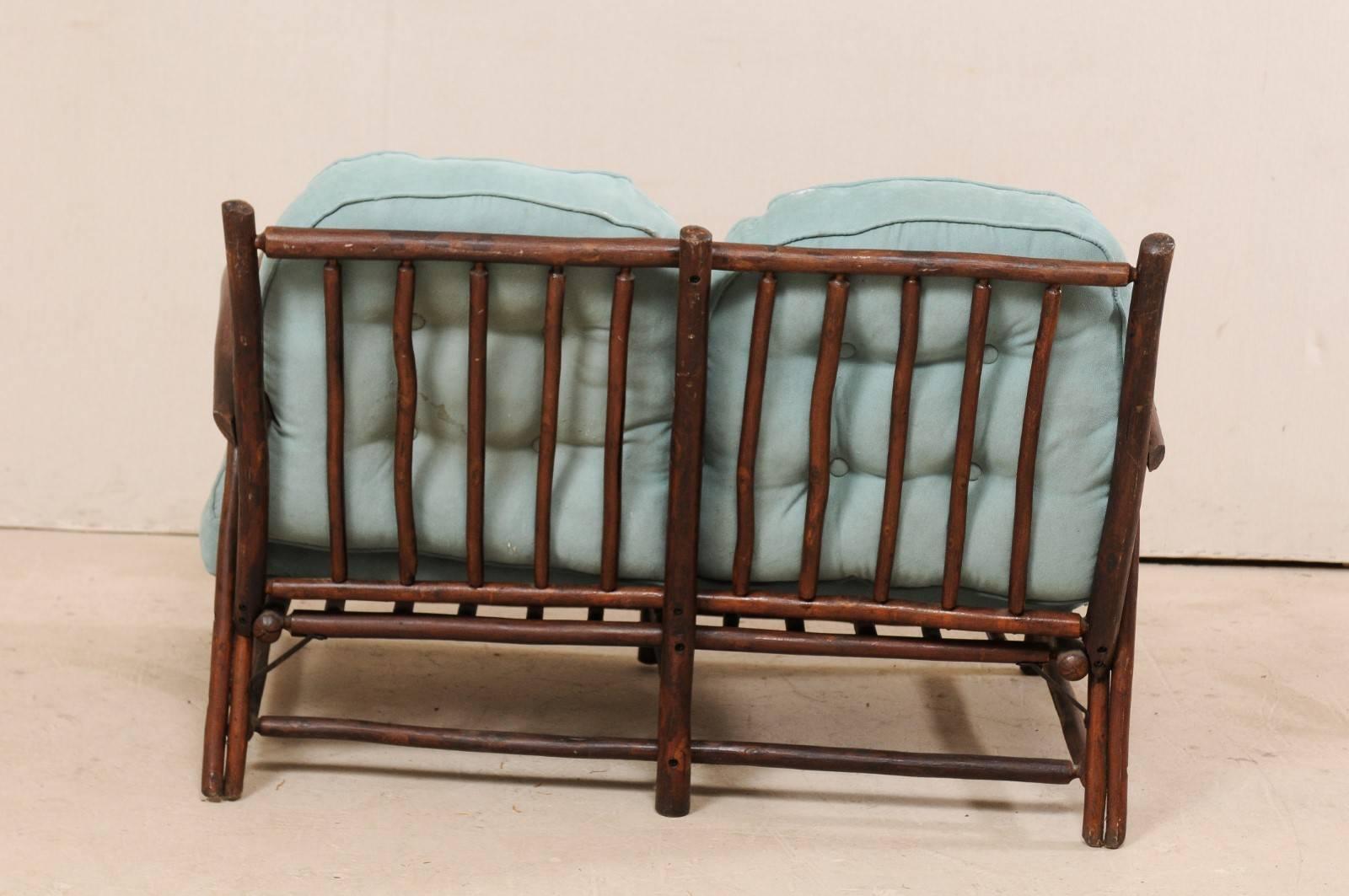 Sweet Wood Loveseat with Plush Cushion by Furniture Makers 