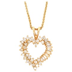 Sweetheart 14 Karat Gelbgold Herzförmiger Diamant-Anhänger Halskette
