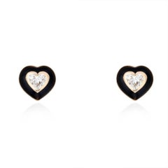Sweetheart 14K (or 18k upon request) Yellow Gold Heart Diamond Stud Earrings
