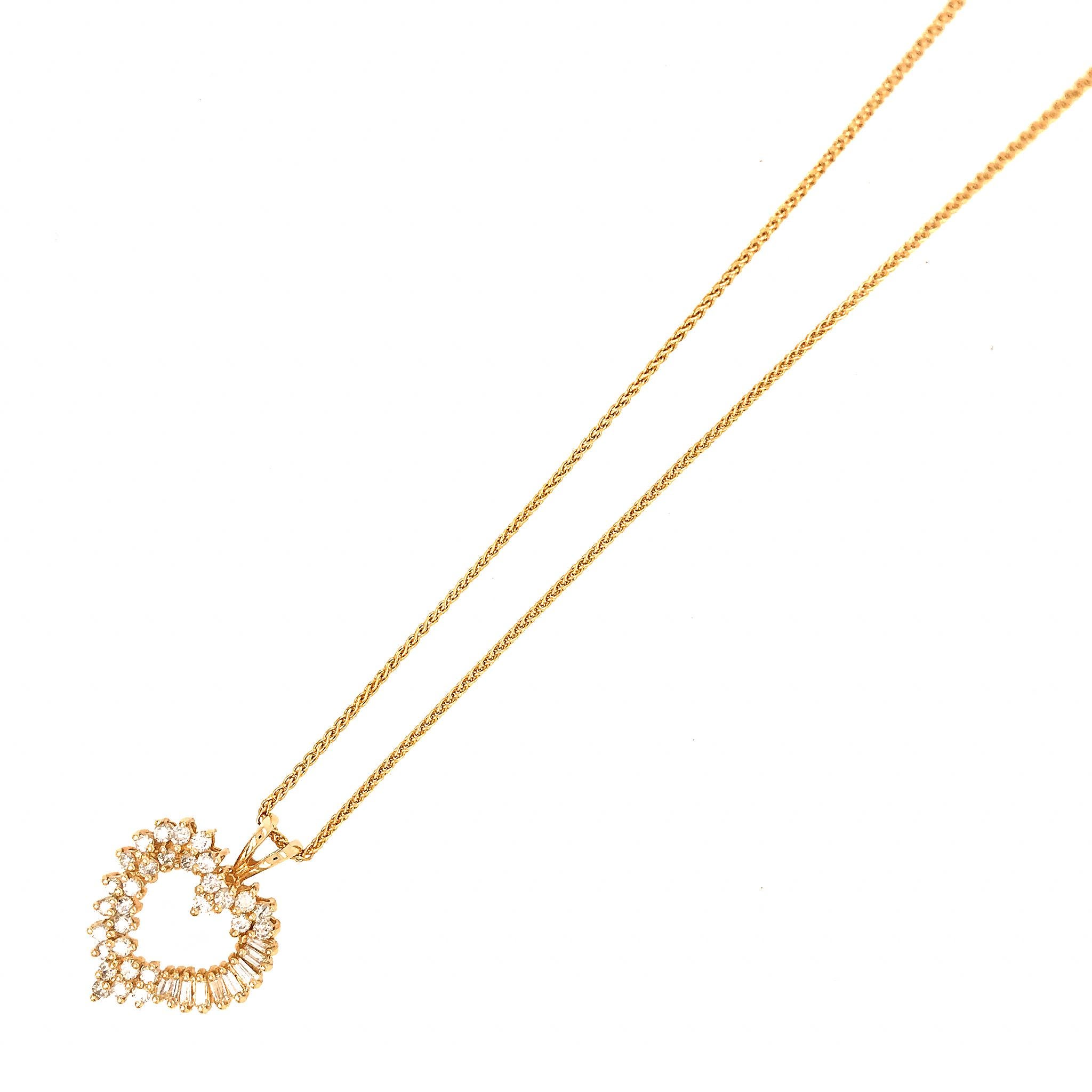 Sweetheart 14 Karat Gelbgold Herzförmiger Diamant-Anhänger Halskette im Zustand „Hervorragend“ in New York, NY