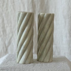 Swell Candle Set: Candle Stick Holders in Matcha Marble by Anastasio Home