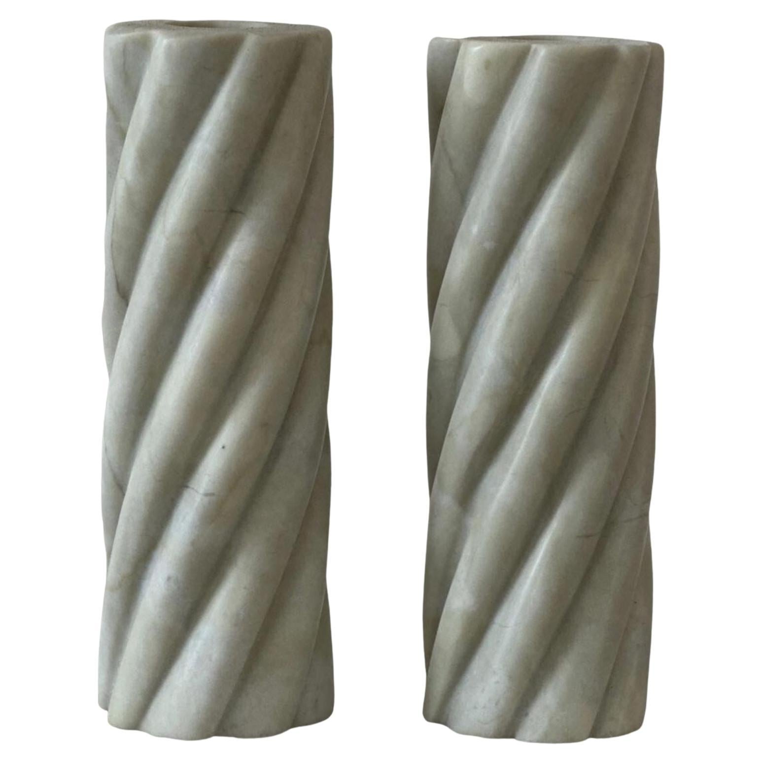 Swell Candle Set: Candle Stick Holders in Matcha Marble by Anastasio Home For Sale