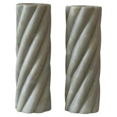 Swell Candle Set: Candle Stick Holders in Matcha Marble by Anastasio Home