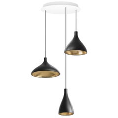 Swell XL LED 3-Piece Chandelier in Brass by Pablo Designs