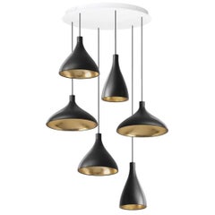 Swell XL LED 6-Piece Chandelier in Brass by Pablo Designs