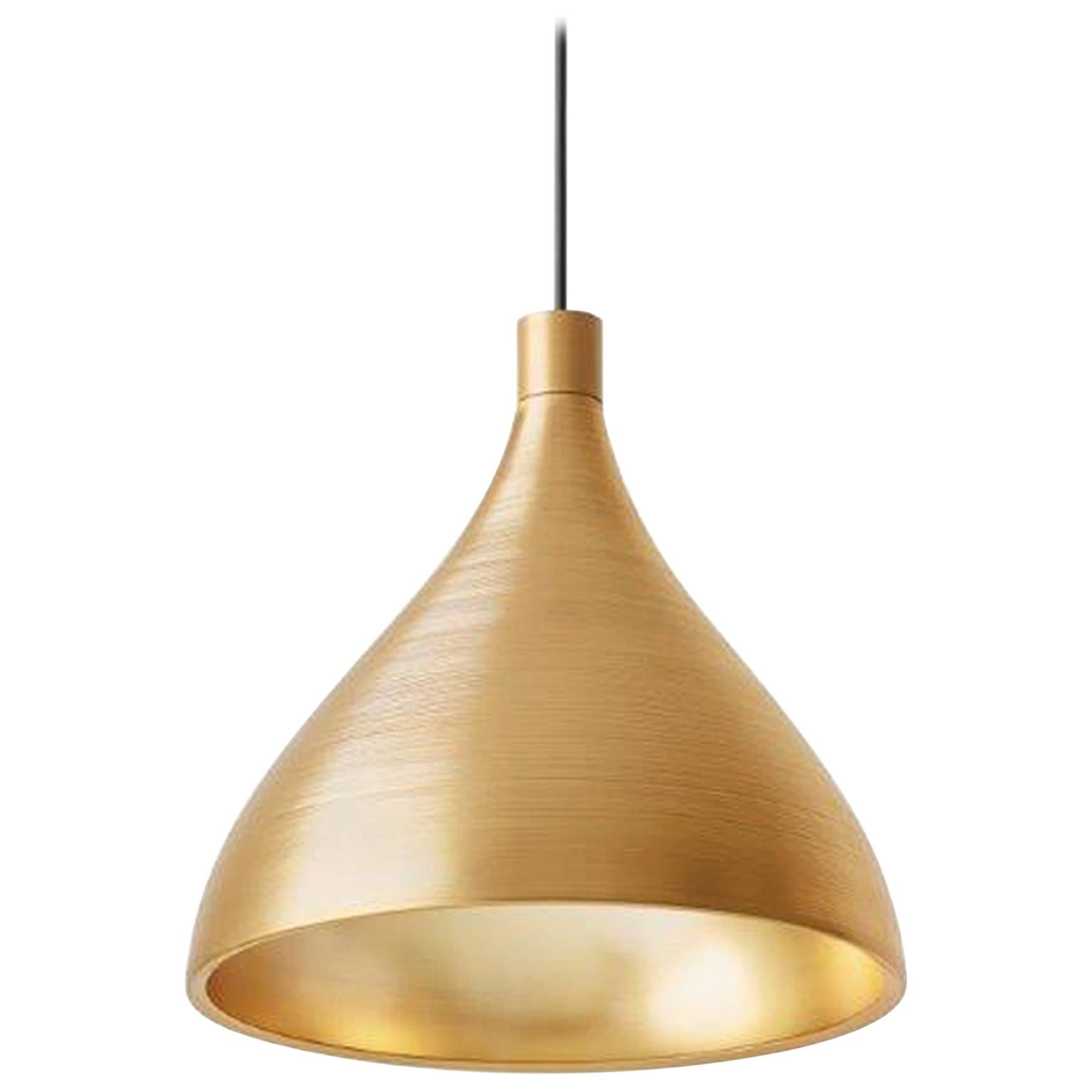 Lampe à suspension LED simple et moyenne Swell XL en laiton par Pablo Designs
