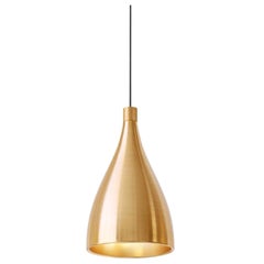 Lampe à suspension LED simple Swell XL étroite en laiton par Pablo Designs