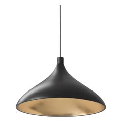 Swell XL Single Wide LED Pendant Lamp in Black and Brass by Pablo Designs